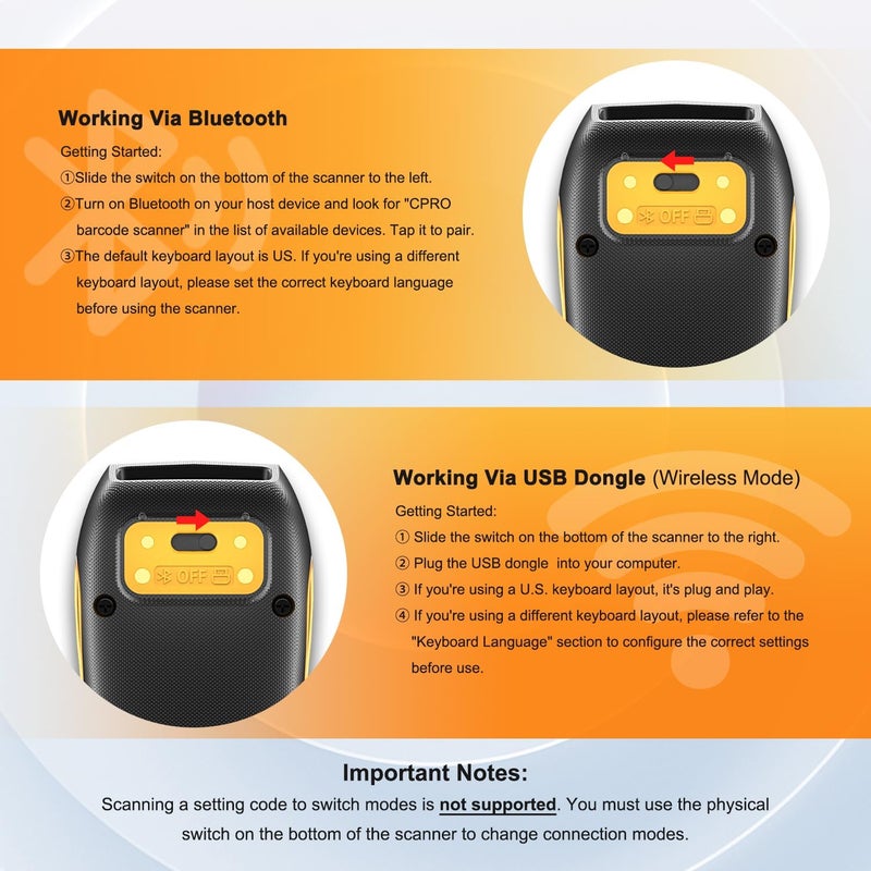 NETUM CS7501 QR Code Scanner – Upgraded Bluetooth Barcode Scanner, Mini Portable 1D & 2D Barcode Reader for Inventory Management, Cordless Image Scanner for Tablets, Android, iOS, PC, and POS Systems - Image 2
